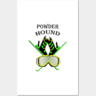 Ski & Snowboarding POWDER HOUND Graphic Design Shirts & Gifts Posters and Art